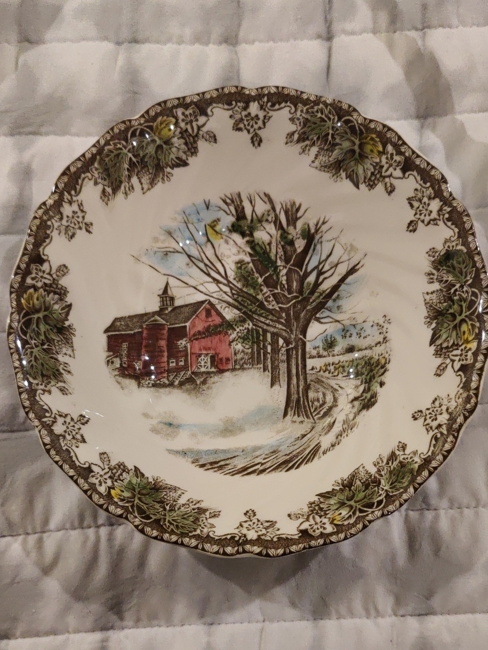 Vintage Johnson Brothers “Friendly Village Autumn Mist” Serving Bowl England Y2K